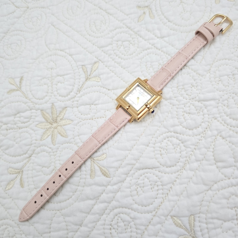 YSL Yves Saint Laurent Tank Watch 23mm Case Art Deco Mother of Pearl Pink Strap - Picture 7 of 11